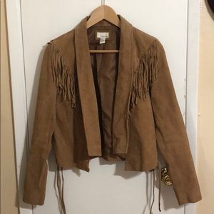 Leather Fringe Crop Jacket